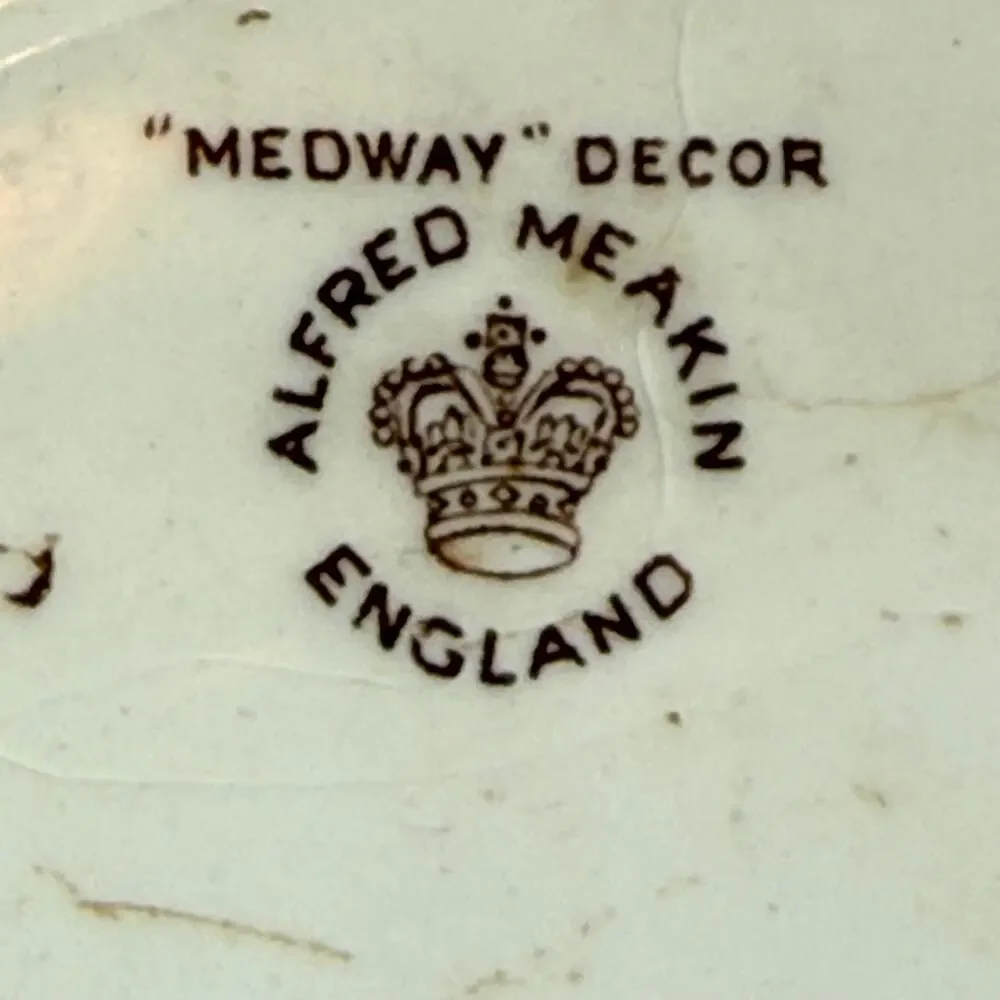Vintage Alfred Meakin Medway Decor Covered Sugar Bowl England Floral Ironstone